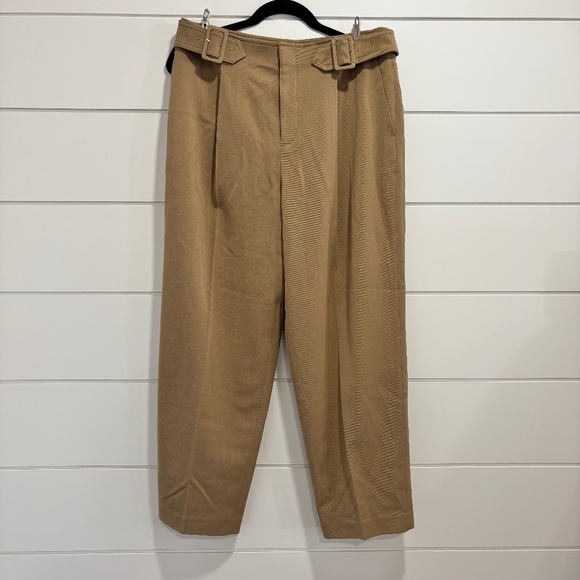 Club Monaco Tan High-Waist Belted Trousers - Picture 2 of 16